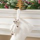 Glitzhome 21"L White Plush Christmas Stocking with Complimentary Reindeer Ornament