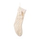 Glitzhome 22"L White Knitted Christmas Stocking with Pompon Tassel