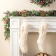 Glitzhome 22"L White Knitted Christmas Stocking with Pompon Tassel
