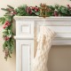 Glitzhome 22"L White Knitted Christmas Stocking with Pompon Tassel