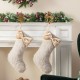 Glitzhome 21"L Faux Fox Fur Christmas Stocking with Bow