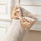 Glitzhome 21"L Faux Fox Fur Christmas Stocking with Bow
