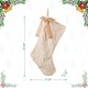 Glitzhome 21"L Milk Coffee Brown Twisted Faux Marten Fur Christmas Stocking with Bow