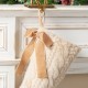 Glitzhome 21"L Milk Coffee Brown Twisted Faux Marten Fur Christmas Stocking with Bow