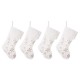Glitzhome 4pk 21"L White Plush with Snowflake Christmas Stocking