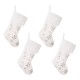 Glitzhome 4pk 21"L White Plush with Snowflake Christmas Stocking