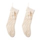 Glitzhome 2pk 22"L White Knitted Christmas Stocking with Pompon Tassel