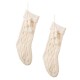Glitzhome 2pk 22"L White Knitted Christmas Stocking with Pompon Tassel
