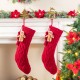 Glitzhome 2pk 22"L Red Knitted Christmas Stocking with Complimentary Gingerbread Man Ornament