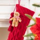 Glitzhome 2pk 22"L Red Knitted Christmas Stocking with Complimentary Gingerbread Man Ornament