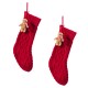 Glitzhome 2pk 22"L Red Knitted Christmas Stocking with Complimentary Gingerbread Man Ornament