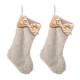 Glitzhome 2pk 21"L Faux Fox Fur Christmas Stocking with Bow