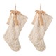Glitzhome 2pk 21"L Milk Coffee Brown Twisted Faux Marten Fur Christmas Stocking with Bow