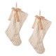 Glitzhome 2pk 21"L Milk Coffee Brown Twisted Faux Marten Fur Christmas Stocking with Bow