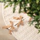 Glitzhome Set of 2  Milk Coffee Brown Twisted Faux Marten Fur Christmas Stocking with Bow & a 60"D tree skirt