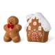 Glitzhome Set of 2 Christmas Gingerbread Man and Gingerbread House Shaped Pillow