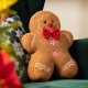 Glitzhome Set of 2 Christmas Gingerbread Man and Gingerbread House Shaped Pillow