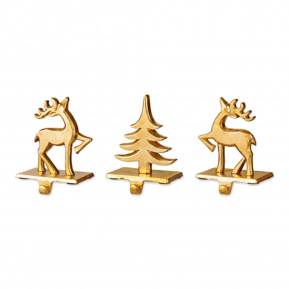 Glitzhome Set of 3 Christmas Resin Tree and Reindeer Stocking Holder