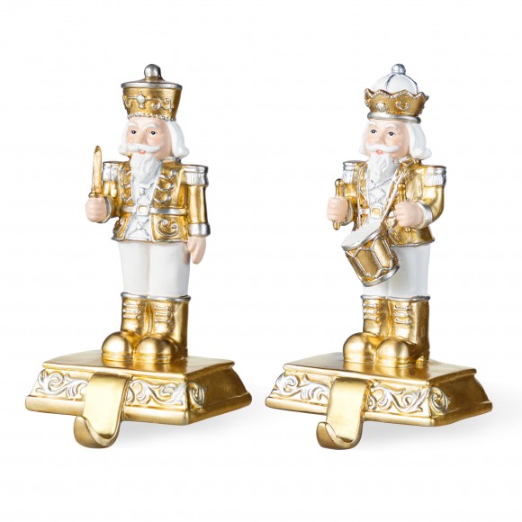 Glitzhome Set of 2 Christmas Resin Nutcracker Stocking Holder