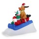 Glitzhome 6FT Lighted Inflatable Skiing Santa, Snowman and Dog