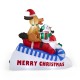 Glitzhome 6FT Lighted Inflatable Skiing Santa, Snowman and Dog