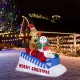 Glitzhome 6FT Lighted Inflatable Skiing Santa, Snowman and Dog