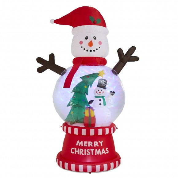 Glitzhome 8FT Lighted inflatable Snowman Globe Scene Decor