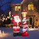 Glitzhome 7FT Lighted Inflatable Santa with Lamp Post Sign Decor