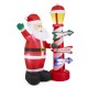 Glitzhome 7FT Lighted Inflatable Santa with Lamp Post Sign Decor