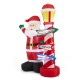 Glitzhome 7FT Lighted Inflatable Santa with Lamp Post Sign Decor