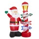Glitzhome 7FT Lighted Inflatable Santa with Lamp Post Sign Decor