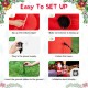Glitzhome 7FT Lighted Inflatable Santa with Lamp Post Sign Decor