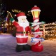 Glitzhome 7FT Lighted Inflatable Santa with Lamp Post Sign Decor