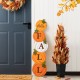 Glitzhome 41.75"H Fall and Christmas Double Sided Wooden Pumpkin and Ornament Porch Sign