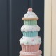Glitzhome 28"H Lighted Macaron Pink and Blue Resin Christmas Cupcake Nutcracker Porch Decor w/Timer
