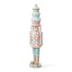 Glitzhome 28"H Lighted Macaron Pink and Blue Resin Christmas Cupcake Nutcracker Porch Decor w/Timer