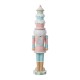 Glitzhome 28"H Lighted Macaron Pink and Blue Resin Christmas Cupcake Nutcracker Porch Decor w/Timer