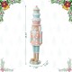 Glitzhome 28"H Lighted Macaron Pink and Blue Resin Christmas Cupcake Nutcracker Porch Decor w/Timer
