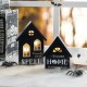 Glitzhome 8"H S/2 Lighted Halloween Wooden Hauted House Table Decor