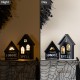 Glitzhome 8"H S/2 Lighted Halloween Wooden Hauted House Table Decor