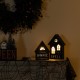 Glitzhome 8"H S/2 Lighted Halloween Wooden Hauted House Table Decor