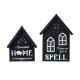 Glitzhome 8"H S/2 Lighted Halloween Wooden Hauted House Table Decor