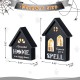 Glitzhome 8"H S/2 Lighted Halloween Wooden Hauted House Table Decor