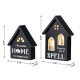 Glitzhome 8"H S/2 Lighted Halloween Wooden Hauted House Table Decor