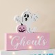 Glitzhome 11.75"H Halloween Lighted Pink Wooden Ghost Block Word Sign