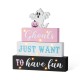 Glitzhome 11.75"H Halloween Lighted Pink Wooden Ghost Block Word Sign