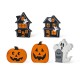 Glitzhome S/5 Halloween Wooden Haunted House, Pumpkin & Ghost Table Block Set