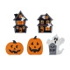 Glitzhome S/5 Halloween Wooden Haunted House, Pumpkin & Ghost Table Block Set