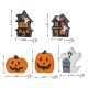 Glitzhome S/5 Halloween Wooden Haunted House, Pumpkin & Ghost Table Block Set