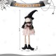 Glitzhome 29“H Halloween Pink Fabric Dressed Witch Sitter